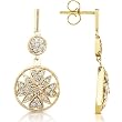 One of a Kind 1/2ct TW Round Diamond Floral Earrings in 18k Yellow Gold