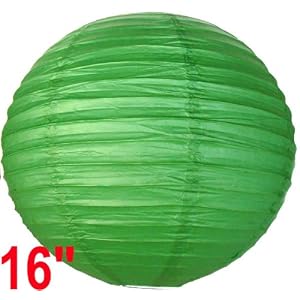 Green Chinese Japanese Paper Lantern Lamp 16 Diameter - Just Artifacts Brand by Just Artifacts