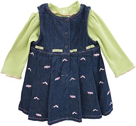 B.T. Kids Baby Girls' 3 Pc Denim Jumper Bodysuit Hat Set 24 mos lime