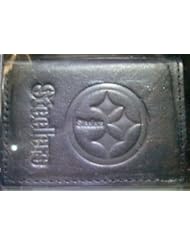 Sports: NFL Officially Licensed Genuine Leather Embossed Pittsburgh Steelers Wallet (Black) - Rico