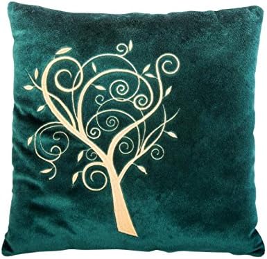 Tigres 12" European Fur Throw pillow "Tree of Life" Deluxe Home Decorative Cushion, Green