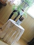 Vintage Hand Crochet Creamy White Cotton Table Cloth