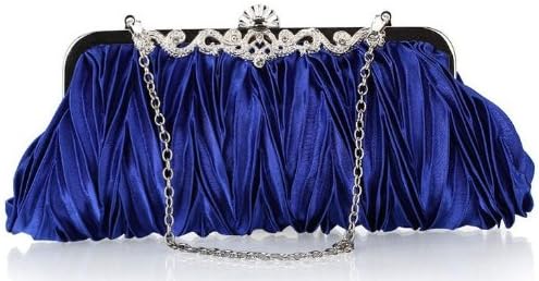 Womens Fashion Classy Elegant EnvelopeOnlyUsWedding Evening Purse Cinched Vintage Satin Clutch Hand Bag Various Colors (royal blue)