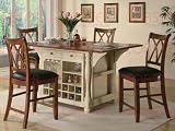 KITCHEN ISLAND 5 PIECE SET BUTTERMILK CHERRY FINISH STORAGE WINE SPICE RACK