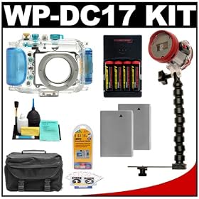 Canon WP-DC17 Waterproof Case + Intova ISS 2000 Underwater Slave Flash w/ Arm & Mounting Bracket + (2) NB-5L Battery Packs + Accessory Kit for PowerShot SD870 IS