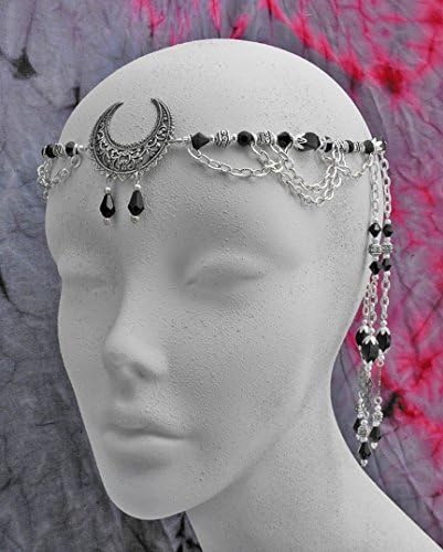 OOAK One of a Kind Black Onyx & Crystal Lunar Moon Goddess priestess CIRCLET diadem