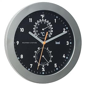 Bai Design BAI.736.WB Trips Weather Station Modern Wall Clock in Black