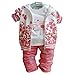 3Pcs Baby Kids Girls Tops +T shirt + Pants Set Girls Peony Autumn Suit Outfits