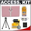 Sony CyberShot LCS-TWB/P Soft Leather Carrying Case (Pink) + Accessory Kit for DSC-T700, DSC-T500, DSC-T77, DSC-T90, DSC-T900, DSC-W220, DSC-W230, DSC-W290, DSC-W570 Digital Cameras