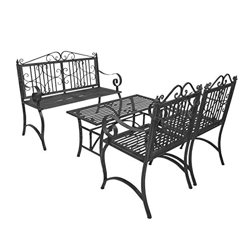 Bentley Garden Furniture Set Wrought Iron 4 Piece Outdoor Bench