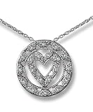 Jewelry : Signature Scalloped Circle Heart Pendant in white gold by Zasha Signature Jewelry