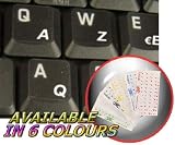 FRENCH AZERTY KEYBOARD STICKERS WITH WHITE LETTERING ON TRANSPARENT BACKGROUND FOR DESKTOP, LAPTOP AND NOTEBOOK