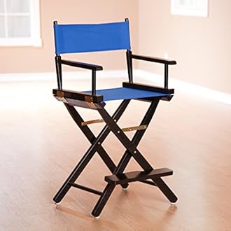 Casual Home24" Director's Chair Black Frame-with Royal Blue Canvas, Counter Height