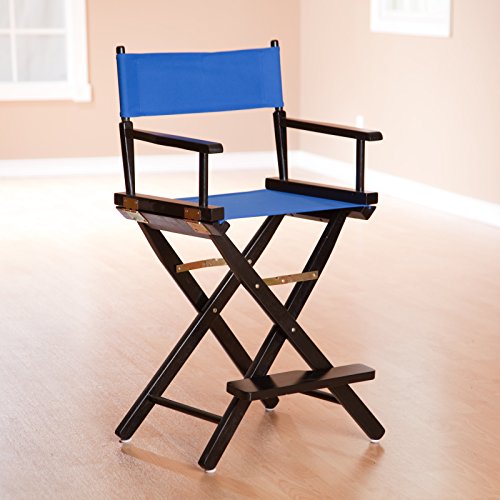 Casual Home24" Director's Chair Black Frame-with Royal Blue Canvas, Counter Height
