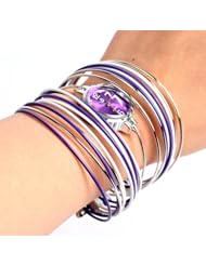 Shot-in Fashion Womens Girls Bracelet Quartz Wrist Watch Bangle Purple+ White