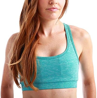 Swoob Women's Idona Racerback Pocket Sports Bra Medium BaliTurquoise