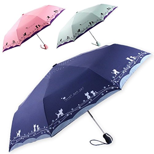 f-notions F 折りたたみ日傘 自動開閉 遮光 紫外線 UVカット イマドキ女子にぴったりの猫ちゃんデザイン