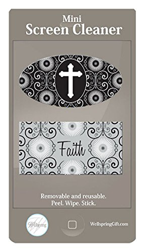 2 Mini Sticky Screen Cleaners for iphones, Androids, Tablets-Faith/Cross Pattern