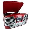 PLATINE TOURNE DISQUES 3 VITESSES-SD-LECTEUR CD-RADIO-ENCODEUR-USB 2.0-MP3 ROUGE METALLISE