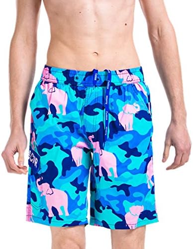 Fendoray Men's Cool Camo Camflouge Cargo Beach Borad Shorts Pink Elephant L