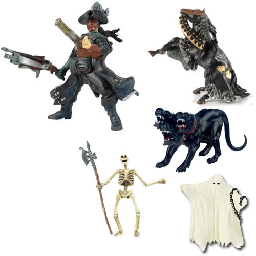 Papo Supernatural Hunter Set: Leather Mask, Leather Mask Horse, Werewolf, Cerberus Demon Hound, Glow in the Dark Ghost, Glow in the Dark Skeleton Warrior