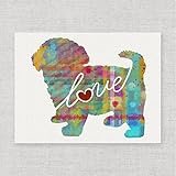 Maltipoo (Maltese / Poodle) Love - An Unframed Canvas Paper / Watercolor-Style, Contemporary & Modern Dog Breed Wall Art Print - Personalization Optional (Ships Free)