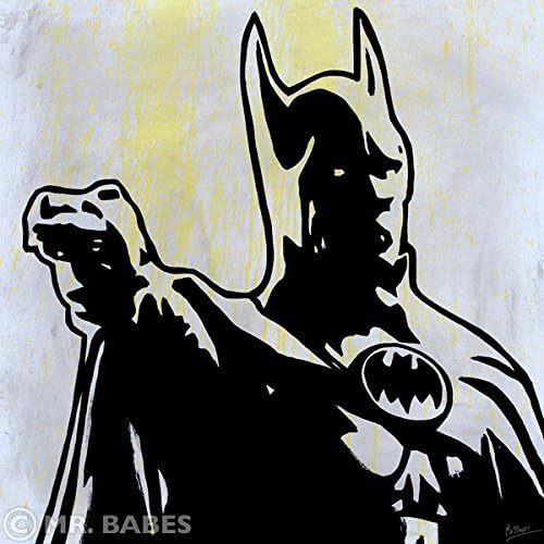 MR.BABES "Batman (Michael Keaton)" Original Pop Art Painting One Of A Kind Acrylic On Canvas Signed 30" x 30"