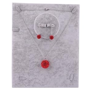 Kadima Swarovski Elements Crystal Disco Ball Lt.Siam Pendant Necklace & Stud Dangle Earrings Jewelry Set,Include Chain 18 Inches,Earring:10mm Ball,Pendant:20mm Ball