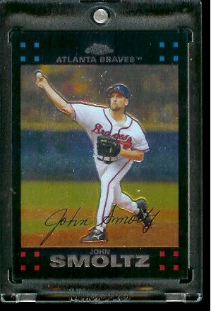 2007 Topps Chrome #30 John Smoltz Atlanta Braves Baseball Card - Mint Condition - Shipped In Protective Display Case !