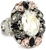 Sorrelli French Blush Crystal Cluster Silvertone Adjustable Ring