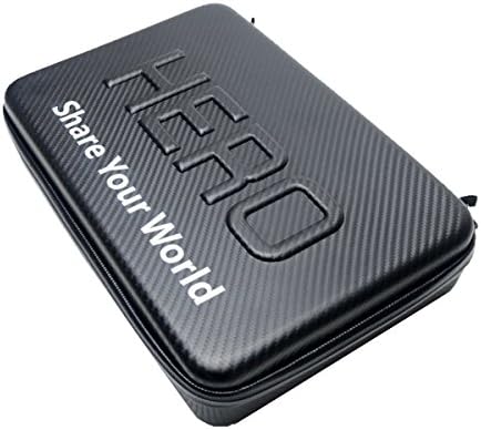 Carbon Fiber GoPro Case for Hero 4 3+ Camera and Accessories - Water Resistant Shell and Zippers with Firm EVA Foam Custom Cutouts