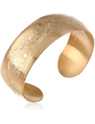 14k Yellow Gold Filled Embossed Flower Design Cuff Bracelet