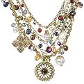 Multi Strand Cast Pendant Necklace - Goldtone