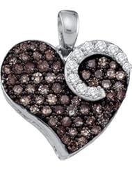 0.75ctw Cognac Chocolate Brown & White Round Diamond Heart Pendant
