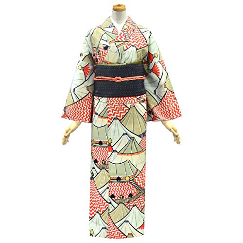 (ツモリチサト) tsumori chisato 洗える袷着物【サーカステント 朱色×ベージュ・金 14137】日本製 小紋