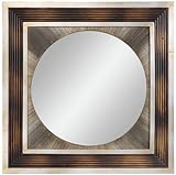 IMAGE OF Square Wall Mirror in Brown and Burnished Silver Finish