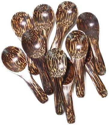 Lot of 10 Pcs. X 3.0" Palm Wood Small Spoons Sugar Seasoning Salt Spoons