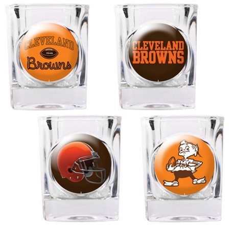 NFL Cleveland Browns Four Piece Square Shot Glass Set (Individual Logos)