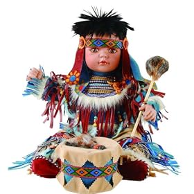 Click here to buy ANOKI 24 Porcelain Indian w Drum Doll By Duck House~Retired by Duck House Dolls.
