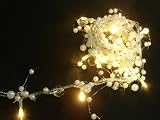 2M Pearl Beaded Garland 20 Warm White LED Lights (L70)