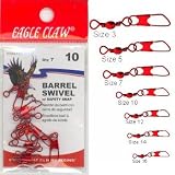 Eagle Claw Size 10 Red Barrel Swivels w/Snap - 7 pack