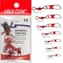 Eagle Claw Size 10 "Red" Barrel Swivels w/Snap - 7 pack