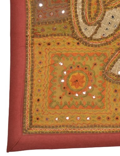 Imagen 3 de Bordado hecho a mano indio y Wall Mirror Work Elephant tradicional colgante Tapestry Tamaño 40 x 27 pulgadas