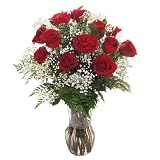 Red Dozen Roses with Vase