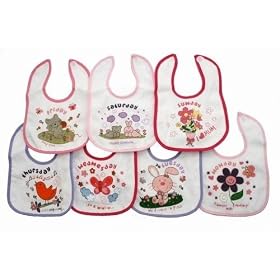 Newborn Baby Girl Bibs, Animals 7 Days of the Week Baby Bibs (Pack of 7) (One Size)