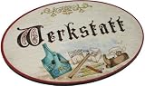 Produkt-Bild: Schild T&uuml;rschild aus Holz WERKSTATT im Antik Design