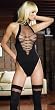 2Pc Opaque Sheer Lace Up Front Teddy And Stockings