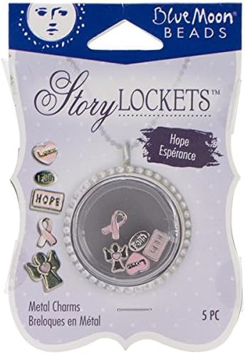 Blue Moon Beads Story Lockets Metal Charm, Hope, Assortment, 5-Pack