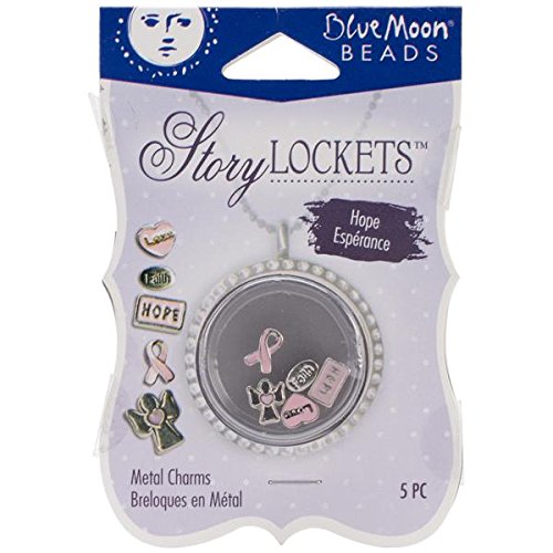 Blue Moon Beads Story Lockets Metal Charm, Hope, Assortment, 5-Pack