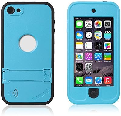 iPod Touch 5/iPod Touch 6 Waterproof Case, Focue Tech Waterproof Shockproof Dropproof Dirtproof Snowproof Dustproof Case Cover with Kickstand for Apple iPod Touch 5th/6th Generation (Blue)